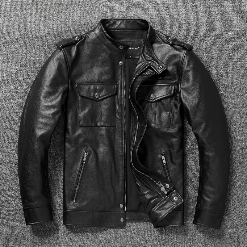 Riding Jacket Leather - Мужские куртки из натуральной кожи, тонкие,
