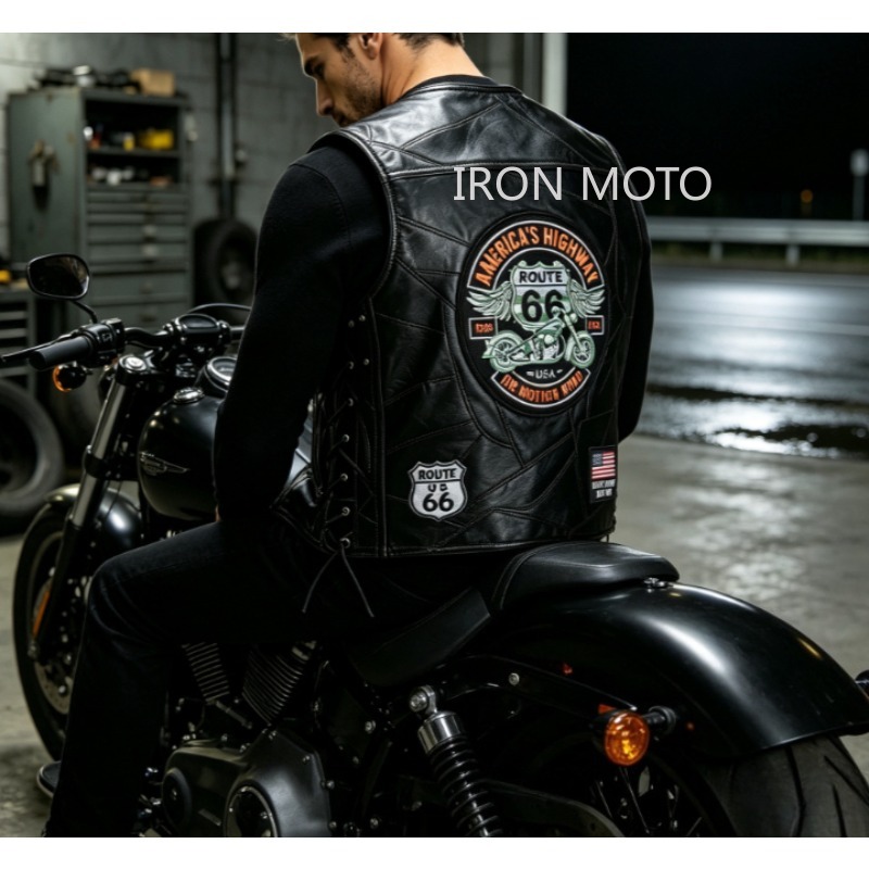 Riding Jacket Leather - Большой кожаный жилет для мотоциклистов с